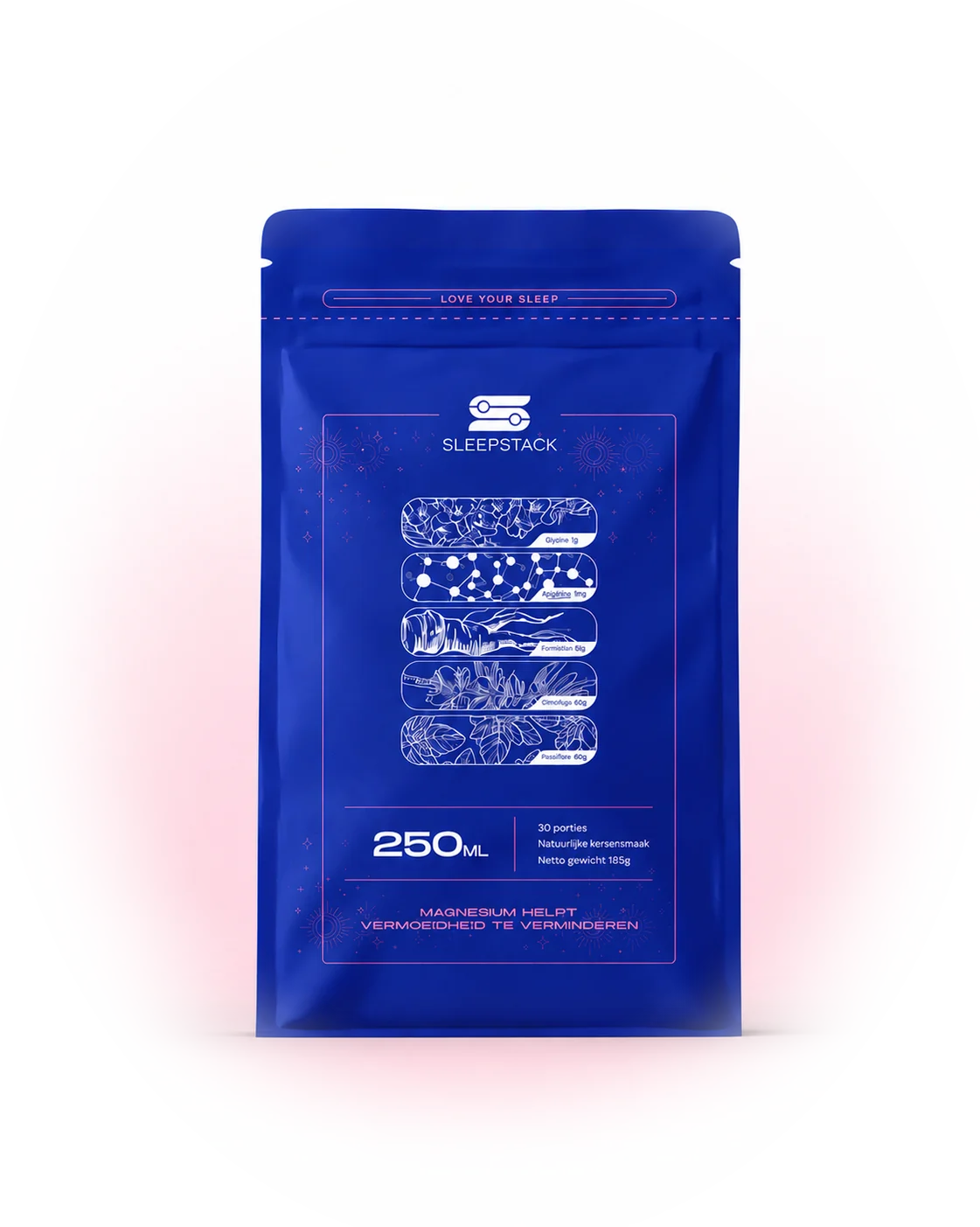 Sleepstack sleep powder, front of the pouch